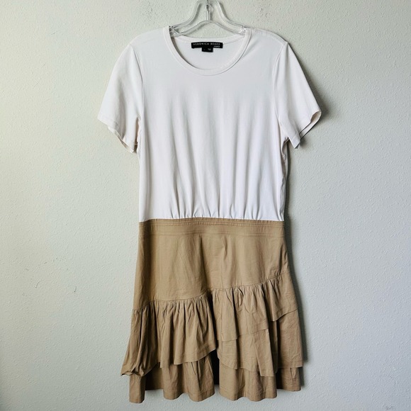 Veronica Beard Noha Ruffle Color Block T Shirt Dress - Picture 2 of 5